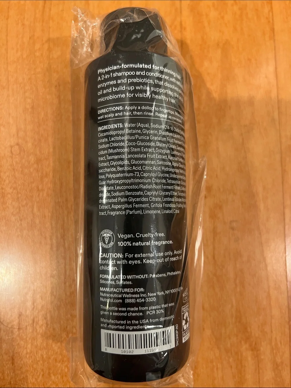 Nutrafol Men Active Cleanse 2-in-1 Scalp Shampoo & Conditioner - Black